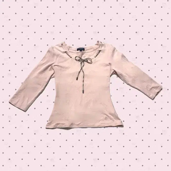 [BUNJANG] Burberry London Check Ribbon T-Shirt / 버버리 런던 로고티 러블리 딸기우유 핑크 체크 리본 티셔츠