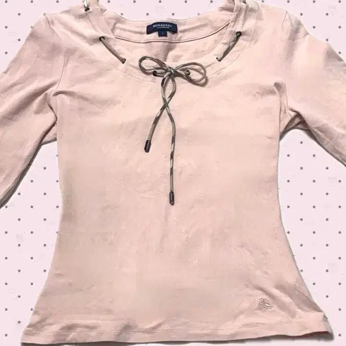 [BUNJANG] Burberry London Check Ribbon T-Shirt / 버버리 런던 로고티 러블리 딸기우유 핑크 체크 리본 티셔츠