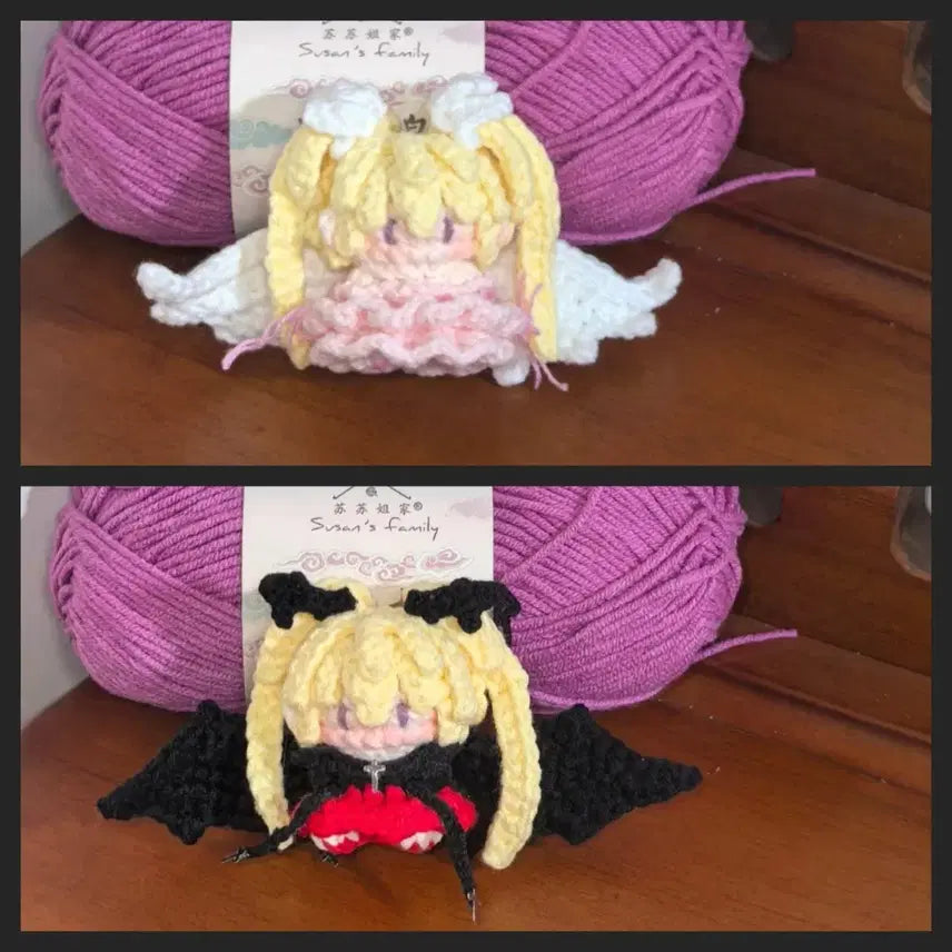[BUNJANG] Shugo Chara Sera Angel/Devil Costume Hand-Knitted Keychain / 