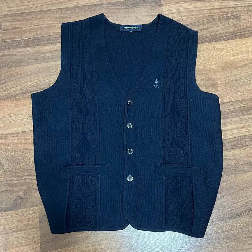 [BUNJANG] Saint Laurent Navy Knit Vest (Size 95) / 입생로랑 니트조끼(95)