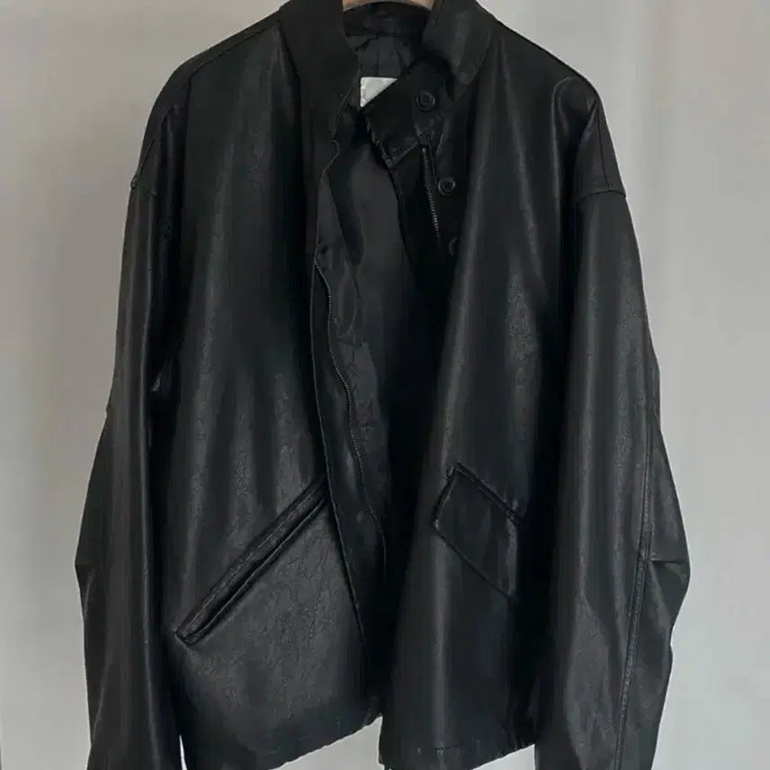[BUNJANG] Basil in Bottle Vintage Leather Yakka Jacket / 바질인보틀 레더 야상