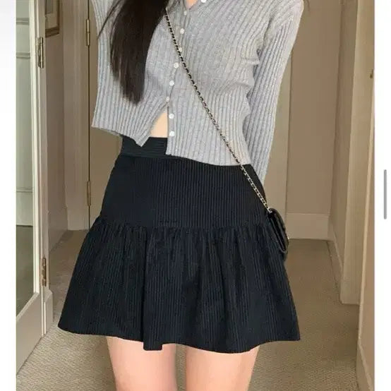 [BUNJANG] Kkonmi Go Eve Slim Ribbed Knit Cardigan Grey / [미개봉 새상품]꼰미고 이브 슬림 골지 니트 가디건 그레이