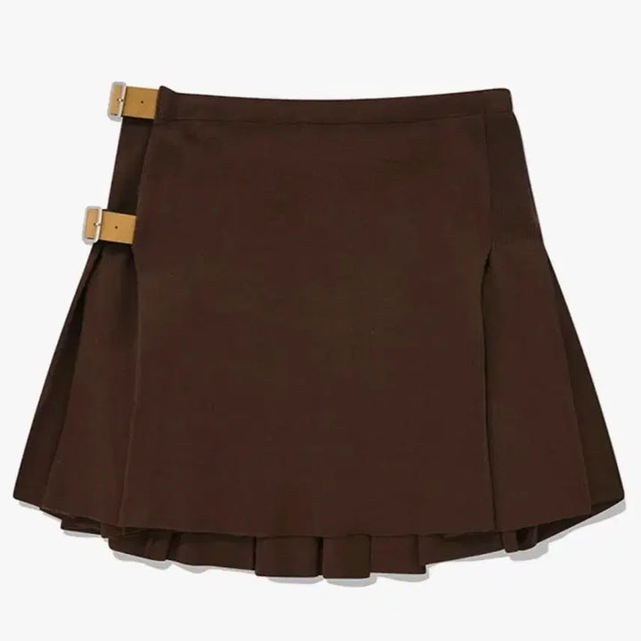 [BUNJANG] Kirsh Knit Wrap Pleats Skirt Brown (Sealed) / (미개봉) 키르시 니트 랩 플리츠 스커트 브라운