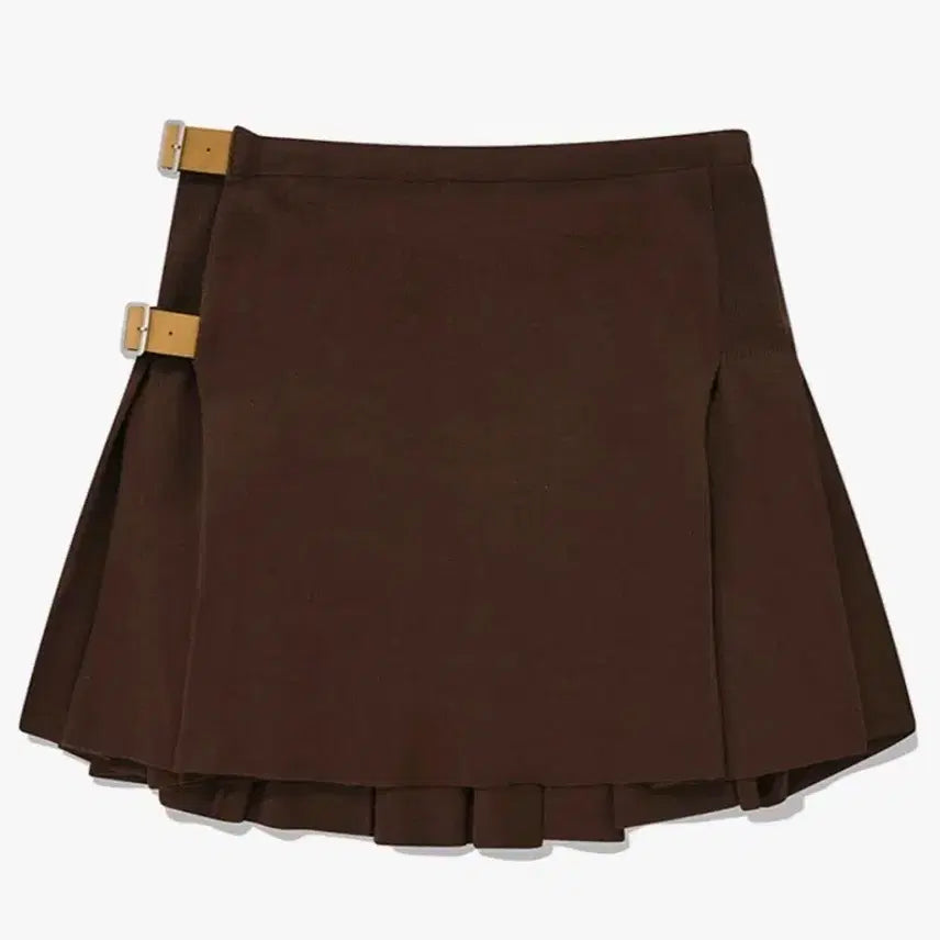 [BUNJANG] Kirsh Knit Wrap Pleats Skirt Brown (Sealed) / (미개봉) 키르시 니트 랩 플리츠 스커트 브라운