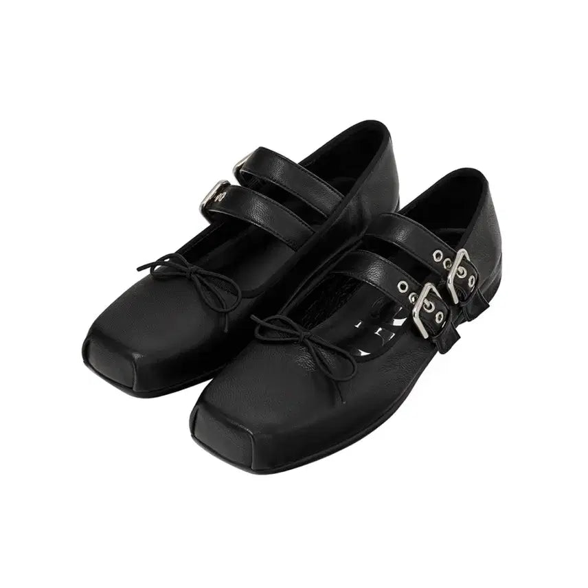 [BUNJANG] Open YY Buckle Ballet Flats Shoes Black 235 / 오픈와이와이 버클 발렛 플랫 슈즈 235(실착 1회)