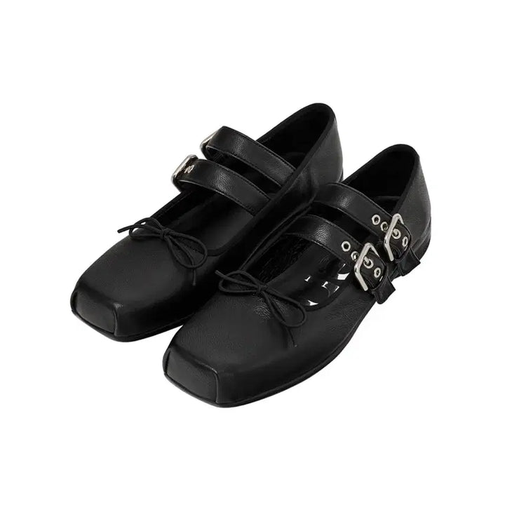 [BUNJANG] Open YY Buckle Ballet Flats Shoes Black 235 / 오픈와이와이 버클 발렛 플랫 슈즈 235(실착 1회)