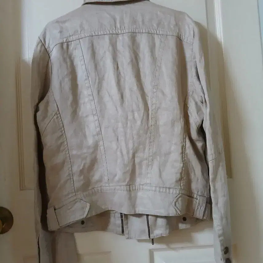 [BUNJANG] TIME Beige Linen Rider Style Jacket / TIME 타임 베이지 린넨 라이더 스타일 자켓