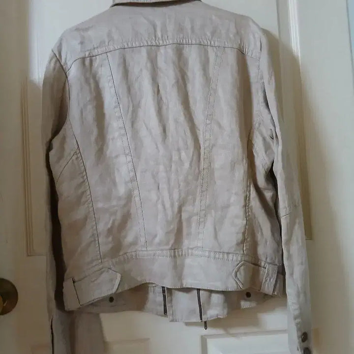 [BUNJANG] TIME Beige Linen Rider Style Jacket / TIME 타임 베이지 린넨 라이더 스타일 자켓