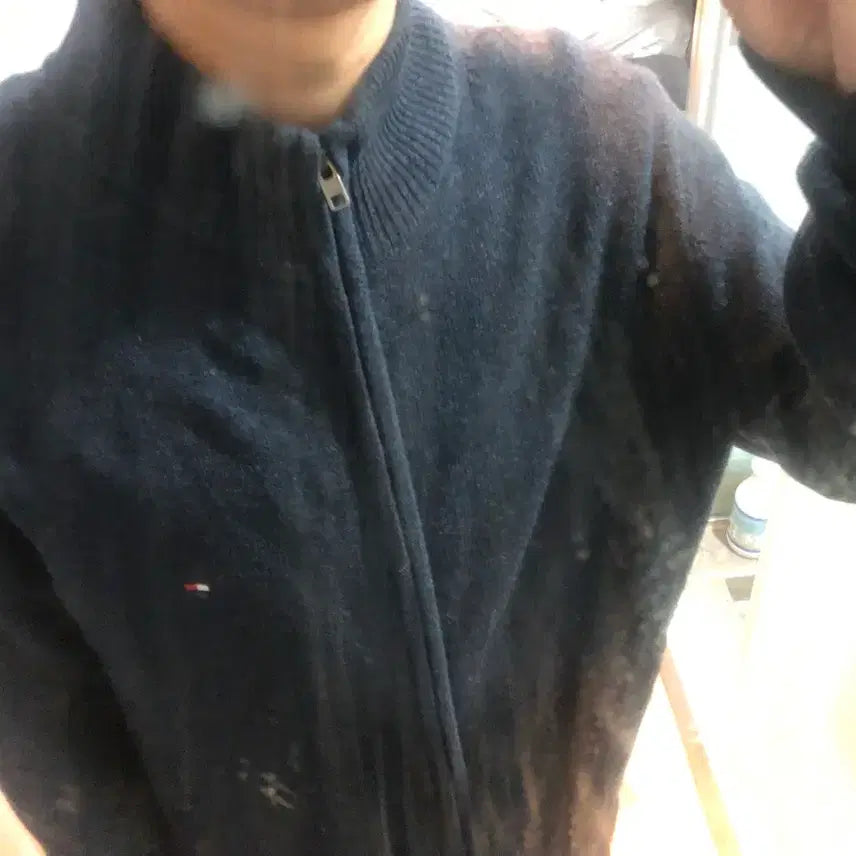 [BUNJANG] Tommy Hilfiger Navy Knit Zip-Up Sweater / 타미힐피거 네이비 니트 집업