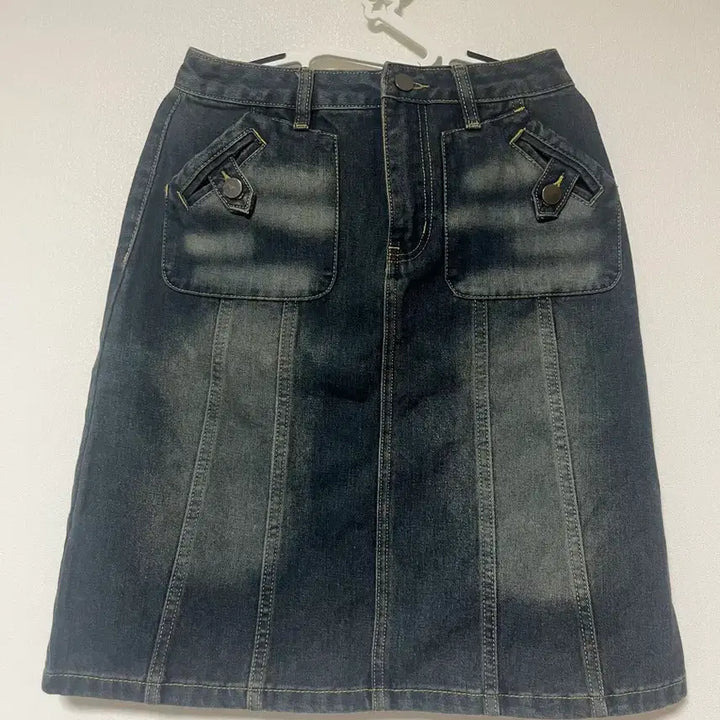 [BUNJANG] Vintage Denim Washed Mini Skirt / 새상품) 빈티지 데님 워싱 청 미니 스커트