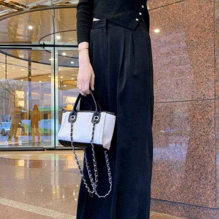 [BUNJANG] Mini Chain Tweed Square Bag - White / 미니 체인 트위드 스퀘어 백 화이트
