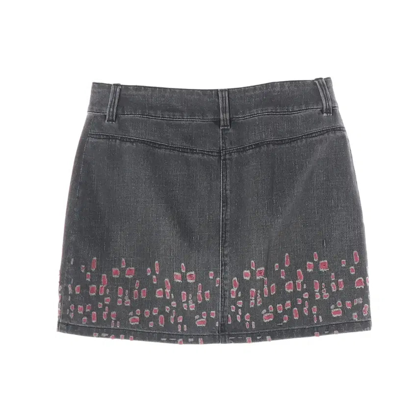 [BUNJANG] Chanel Pattern Printing Denim Short Skirt / 샤넬 패턴 프린팅 데님 숏 스커트 청치마
