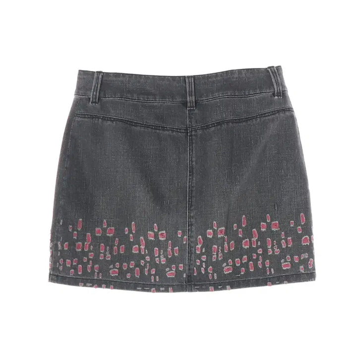 [BUNJANG] Chanel Pattern Printing Denim Short Skirt / 샤넬 패턴 프린팅 데님 숏 스커트 청치마