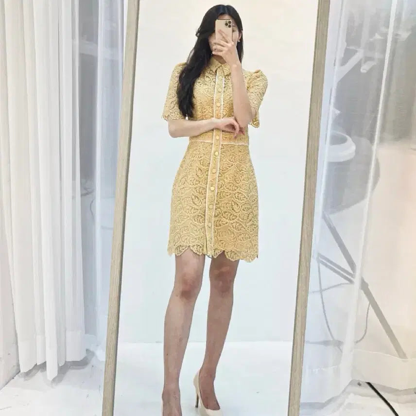 [BUNJANG] Sandro Lace Dress Yellow / 산드로 레이스 원피스(노랑)