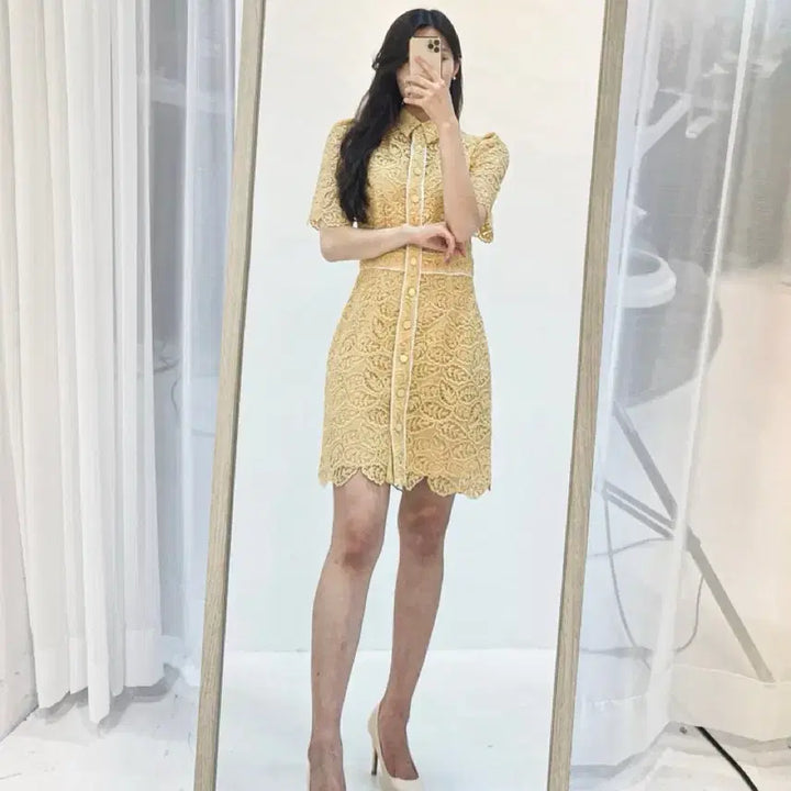 [BUNJANG] Sandro Lace Dress Yellow / 산드로 레이스 원피스(노랑)