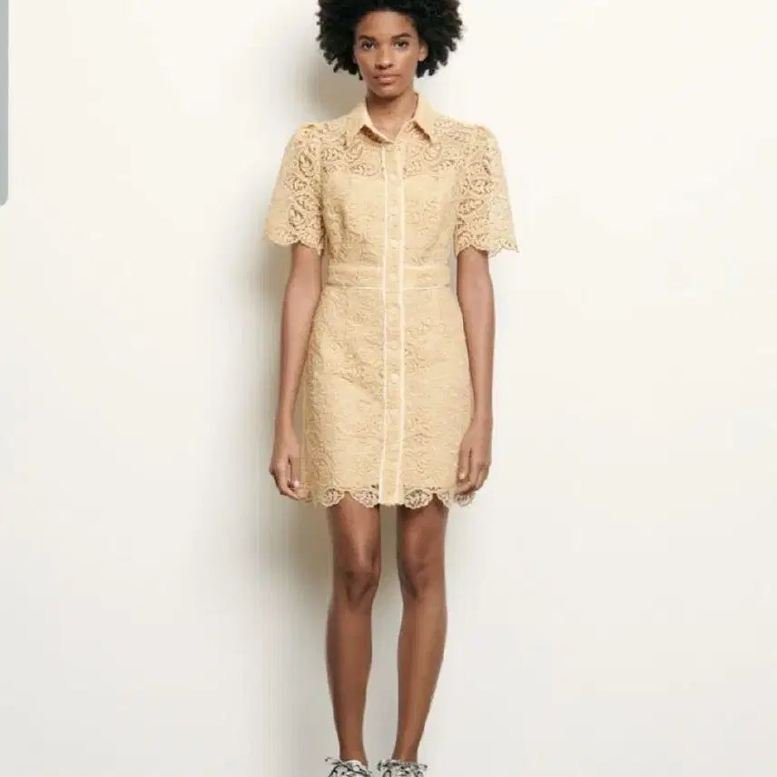 [BUNJANG] Sandro Lace Dress Yellow / 산드로 레이스 원피스(노랑)