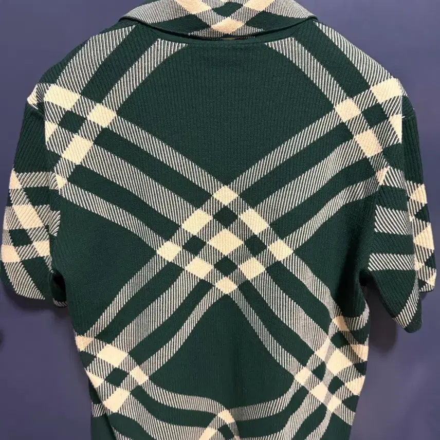 [BUNJANG] Burberry Knit Short Sleeve Polo Shirt Green Check Pattern / 버버리 니트반팔