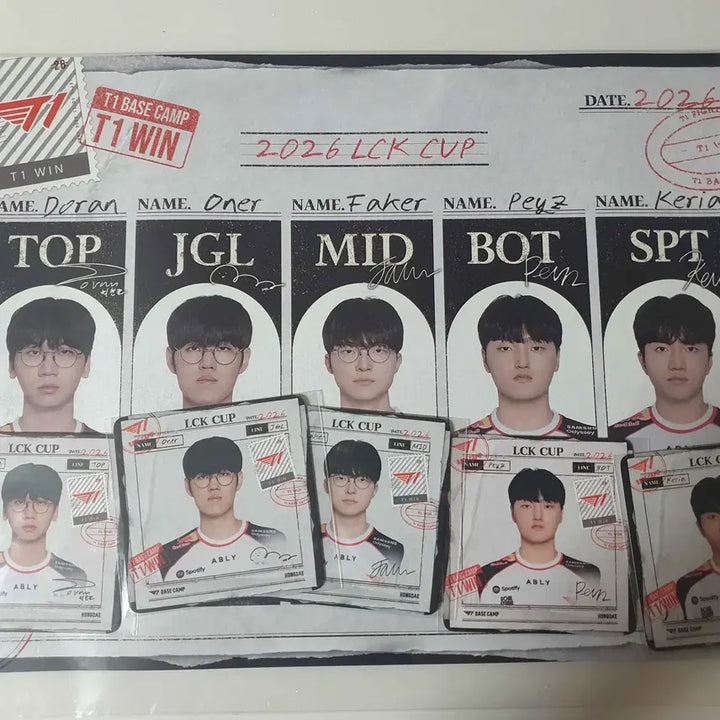 [BUNJANG] T1 LoL 2026 LCK Summer Beckam Poster + Player Coasters Bundle / [미개봉]T1 티원 베캠 26 LCK 포스터+선수별 코스터 5장
