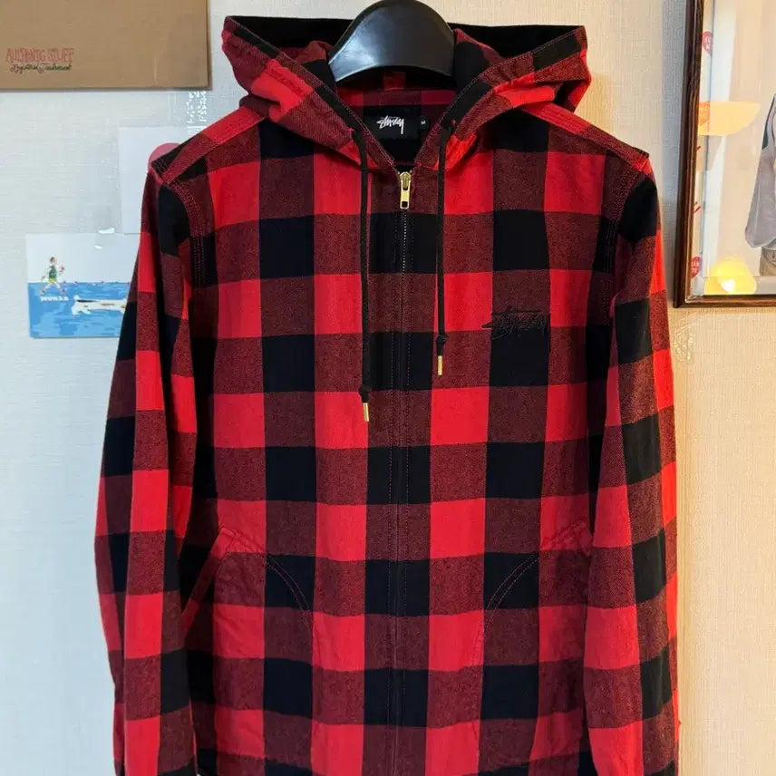 [BUNJANG] Stussy Buffalo Check Hooded Zip-Up Jacket (M) / [M]Stussy 스투시 버팔로 체크 후드 집업 자켓