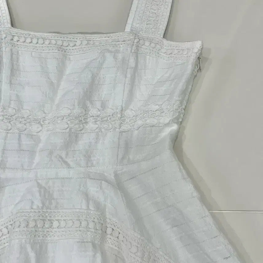 [BUNJANG] Vintage White Lace Crochet Mini Dress / 빈티지 화이트 레이스 크로셰 미니 원피스