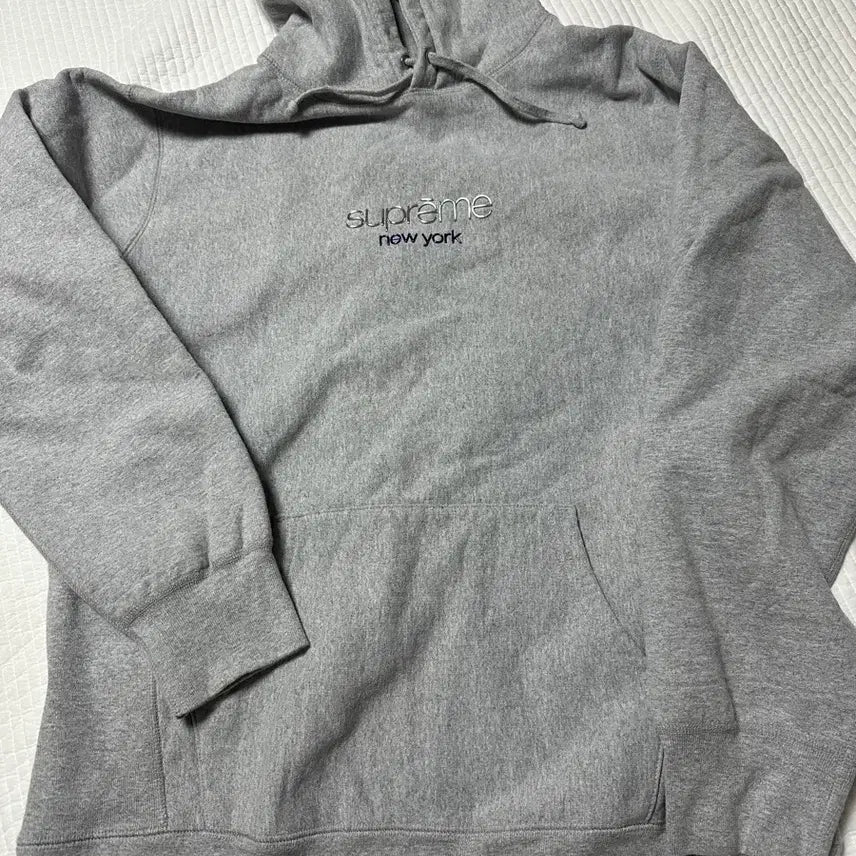 [SOLD OUT] 무배/16fw 슈프림 크롬 로고 후드 그레이 XL