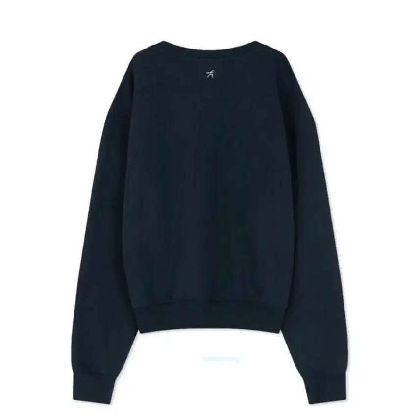 [BUNJANG] Avie mua V-neck Ribbon Crop Sweatshirt Navy / 아비에무아 브이넥 리본 크롭 스웻셔츠 2 네이비