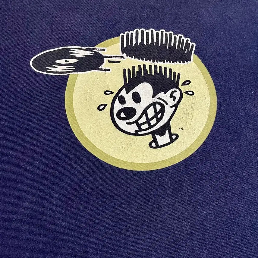 [BUNJANG] Nervous Records 90s Cartoon Logo T-Shirt Navy / 90s Nervous records 티셔츠