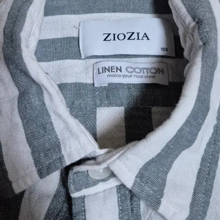 [BUNJANG] Ziozia Linen Cotton Stripe Shirt (Size 100) / 지오지아 린넨 코튼 스트라이프 셔츠(100) 판매합니다