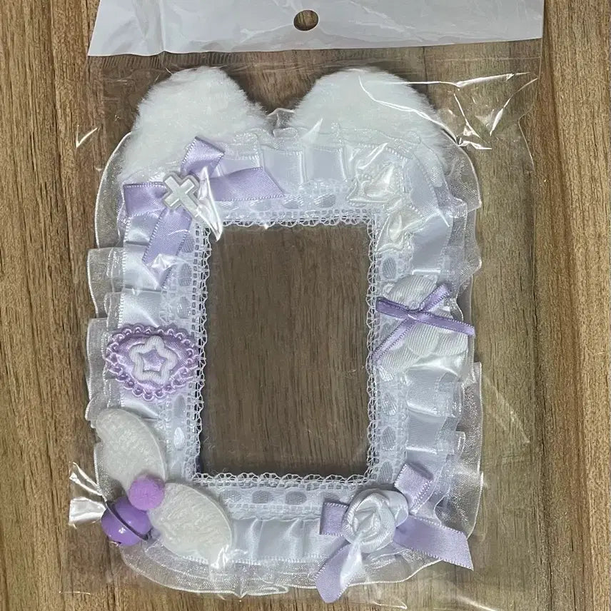 [BUNJANG] Handmade Purple Ribbon Lace Photocard Holder Toploader / 리본 레이스 탑꾸 포카홀더 탑로더 별 수제 보라 퍼플 날개 천사