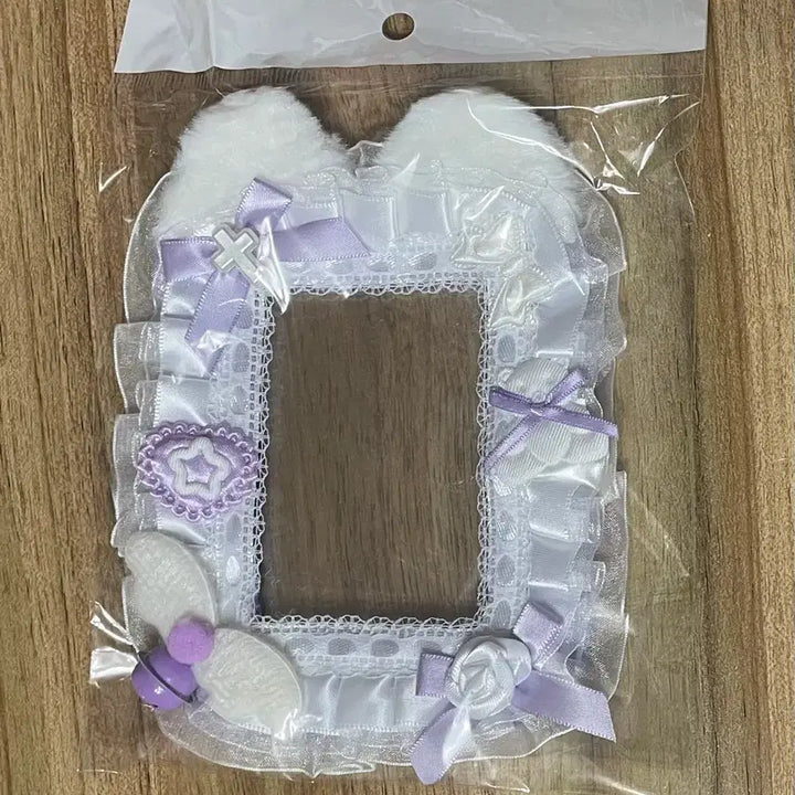 [BUNJANG] Handmade Purple Ribbon Lace Photocard Holder Toploader / 리본 레이스 탑꾸 포카홀더 탑로더 별 수제 보라 퍼플 날개 천사