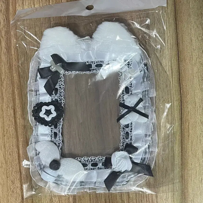 [BUNJANG] Handmade Wing Angel Black Ribbon Lace Top Loader Photocard Holder / 리본 레이스 탑꾸 포카홀더 탑로더 별 수제 날개 천사 검정 블랙