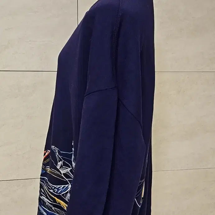 [BUNJANG] SIEG Dark Purple Embroidered Stitch Sweatshirt (Big Size) / (텍 붙은) SIEG 다크 퍼플 자수 스티치 맨투맨 (빅사이즈)