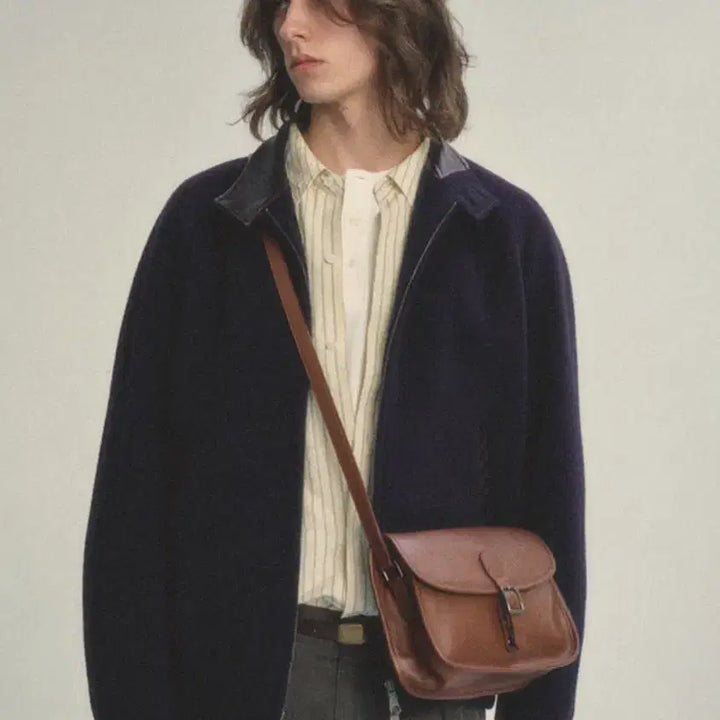 [BUNJANG] Artifects Herringbone Blouson M / (M) 아트이프액츠 넥레더 헤링본 블루종