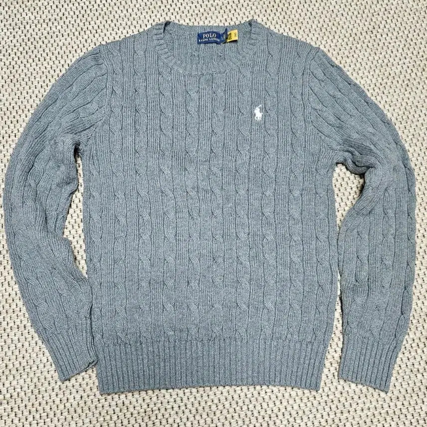 [BUNJANG] Polo Ralph Lauren Cable Knit Sweater - Grey / (정품 폴로 랄프로렌) 케이블 니트 그레이 꽈배기 니트
