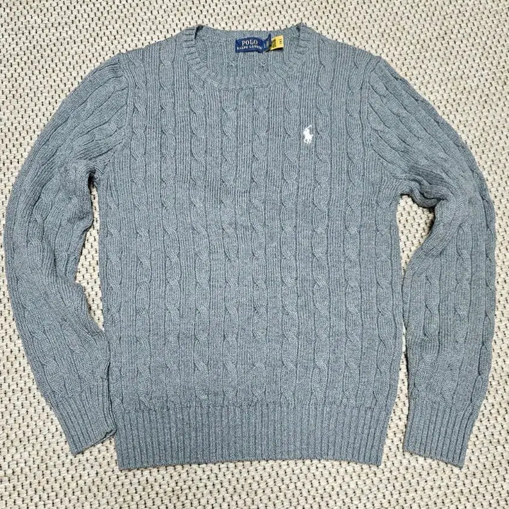 [BUNJANG] Polo Ralph Lauren Cable Knit Sweater - Grey / (정품 폴로 랄프로렌) 케이블 니트 그레이 꽈배기 니트