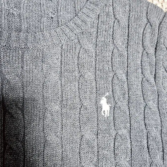 [BUNJANG] Polo Ralph Lauren Cable Knit Sweater - Grey / (정품 폴로 랄프로렌) 케이블 니트 그레이 꽈배기 니트