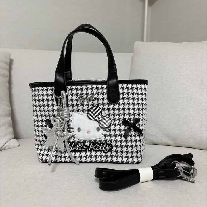[BUNJANG] Tweed Hello Kitty Tote Bag Crossbody Bag / 새상품 트위드 키티 토트백 크로스백 가방