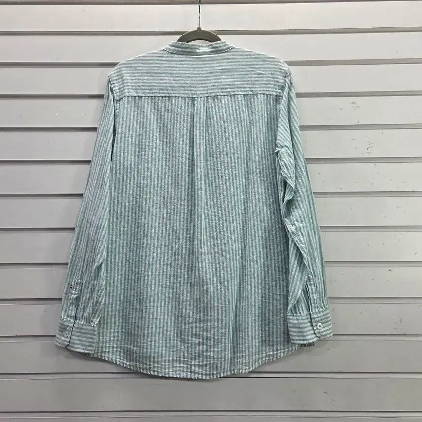 [BUNJANG] POLHAM Striped Chinese Collar Cotton Shirt Women&