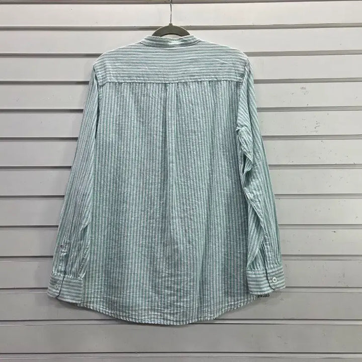 [BUNJANG] POLHAM Striped Chinese Collar Cotton Shirt Women&