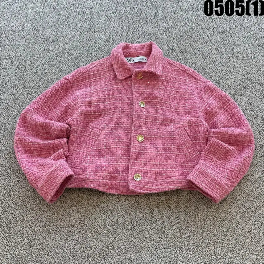 [SOLD OUT] 자라 핑크 트위드 크롭 자켓 M