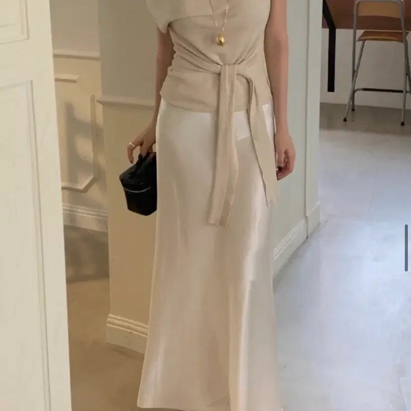[BUNJANG] Bybangee Satin Skirt Wrap Drape Knit Set / 바이베이지 새틴스커트 랩드레이프 니트 세트가격