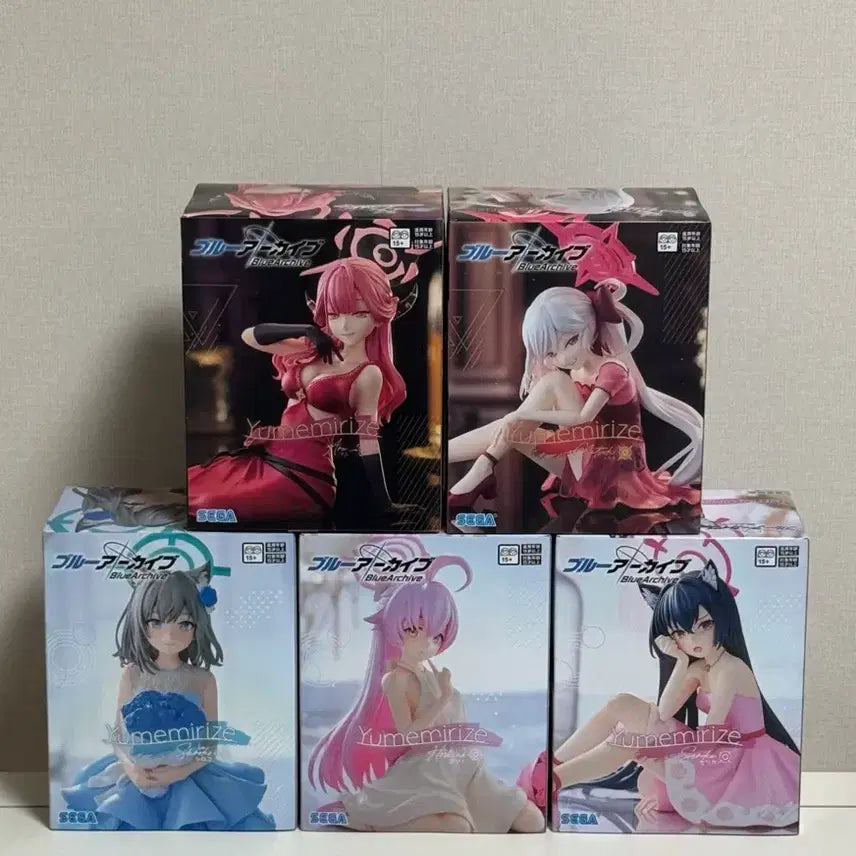 [BUNJANG] Sega Blue Archive Yumemirize Figure 5종 (Mutsuki, Aru, Shiroko, Hoshino, Serika) - Sealed / (미개봉)블루아카이브 피규어 5종(무츠키,아루,시로코,호시노,세리카)