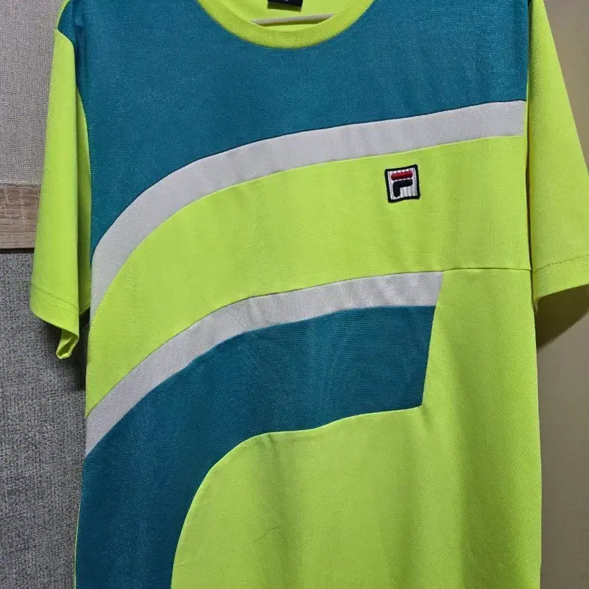 [BUNJANG] FILA Neon Color Block Short Sleeve T-Shirt / 휠라 FILA 형광 배색 반팔 티셔츠