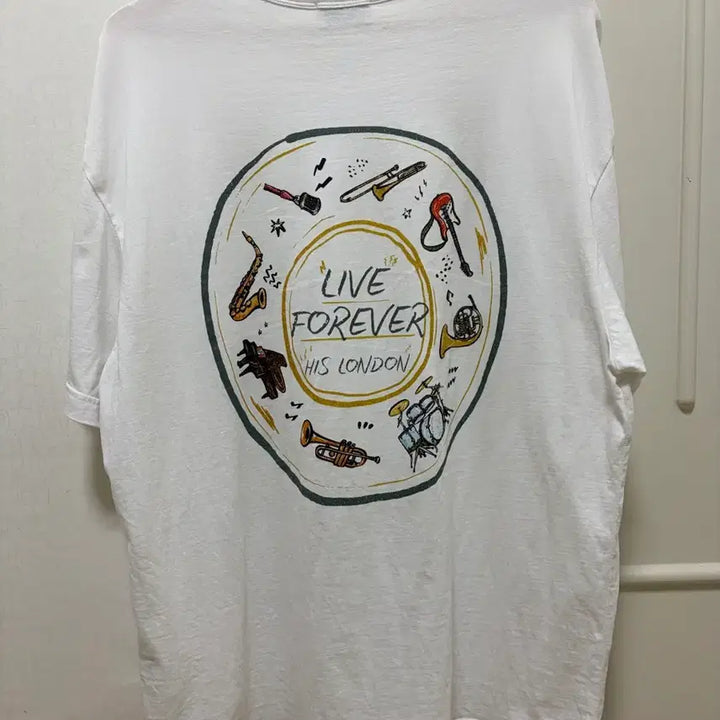 [BUNJANG] Hazzys His Live Forever White Short-Sleeve T-Shirt (L) / 헤지스 His Live Forever 흰색 반팔 티셔츠 L사이즈