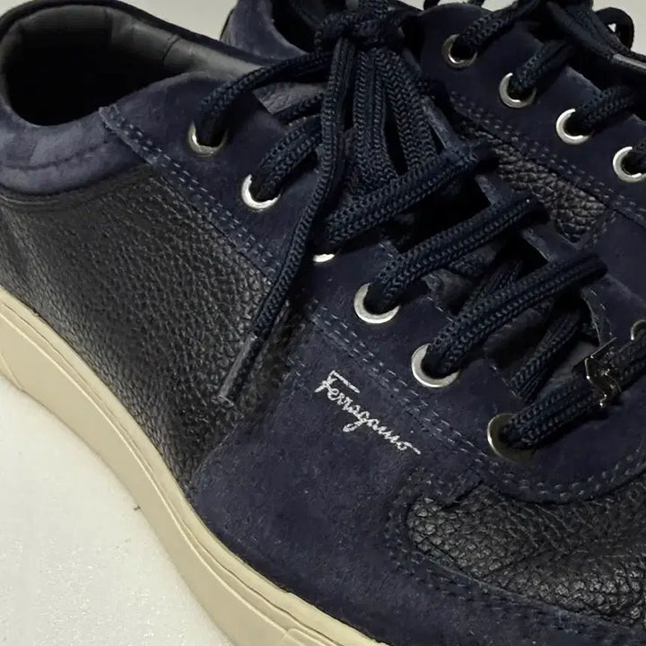 [BUNJANG] Salvatore Ferragamo Navy Suede Leather Mix Sneakers / 페라가모 네이비 스웨이드 스니커즈