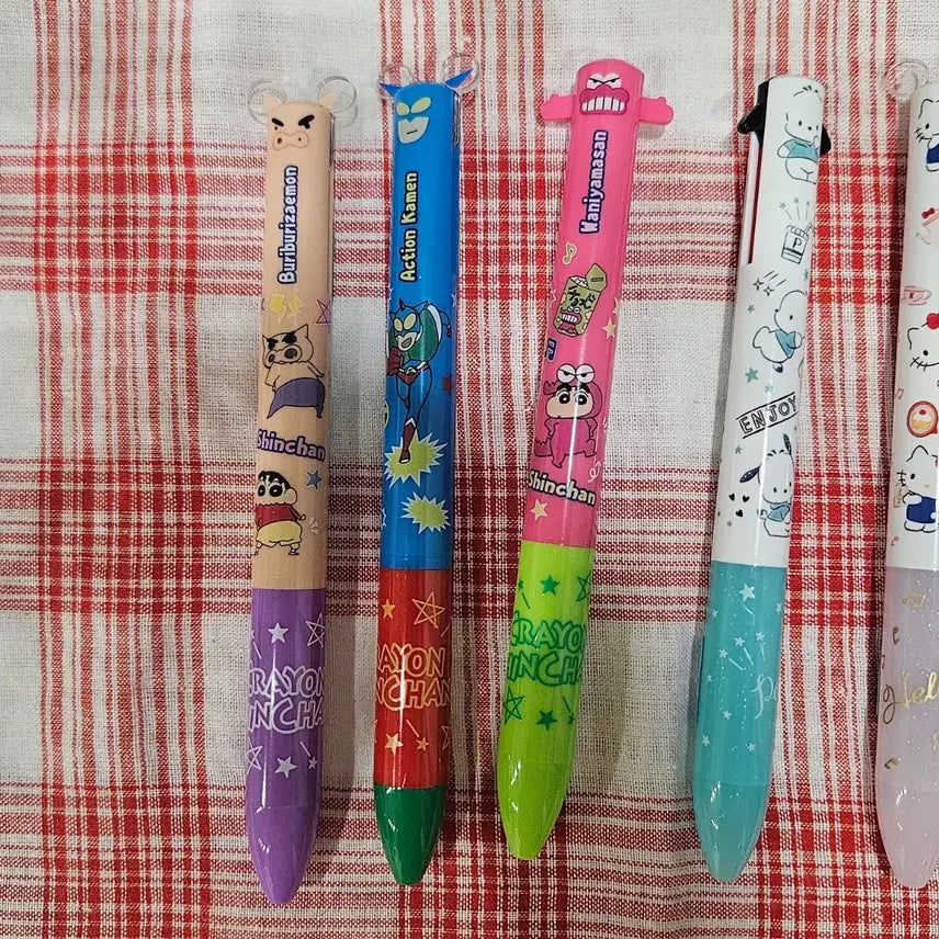 [BUNJANG] Sanrio Characters 2-Color Ballpoint Pen Set / 짱구 키티 케로케로피 포차코 쿠로미 한교동 미미 2색볼펜