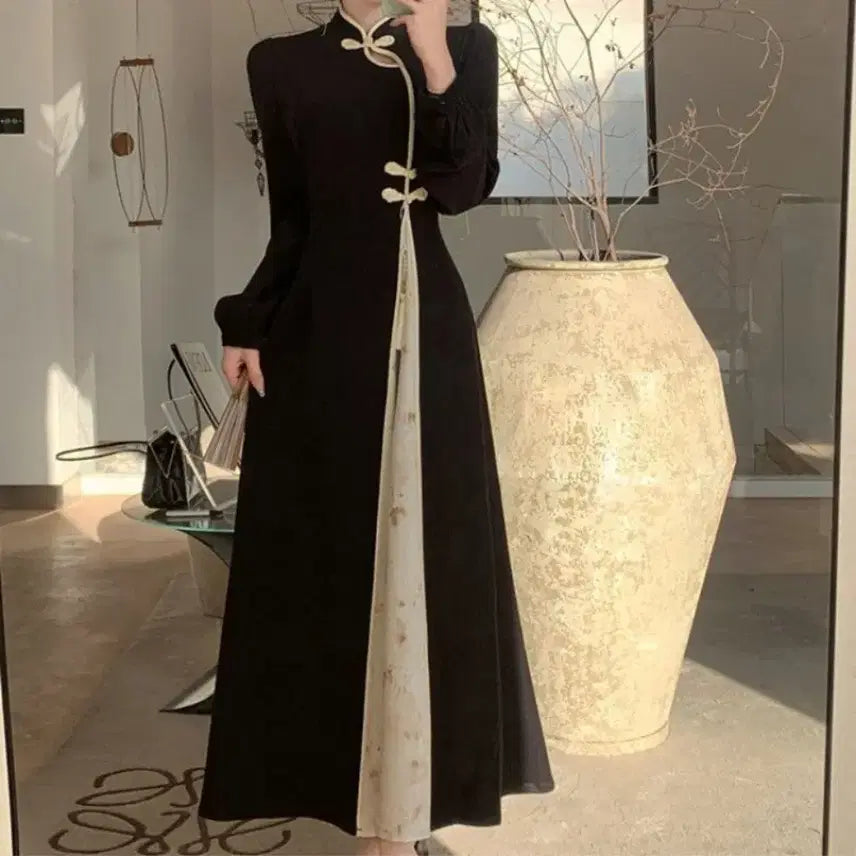 [BUNJANG] Retro Jacquard Long Dress / 레트로 자카드 롱원피스-M