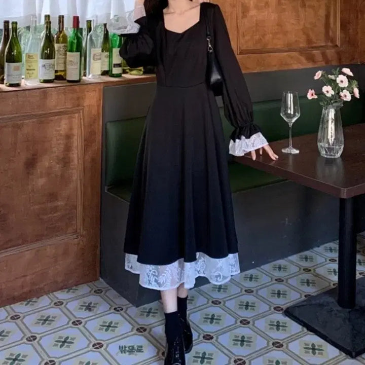 [BUNJANG] Ribbon Lace Dress - M / 리본 레이스 원피스-M