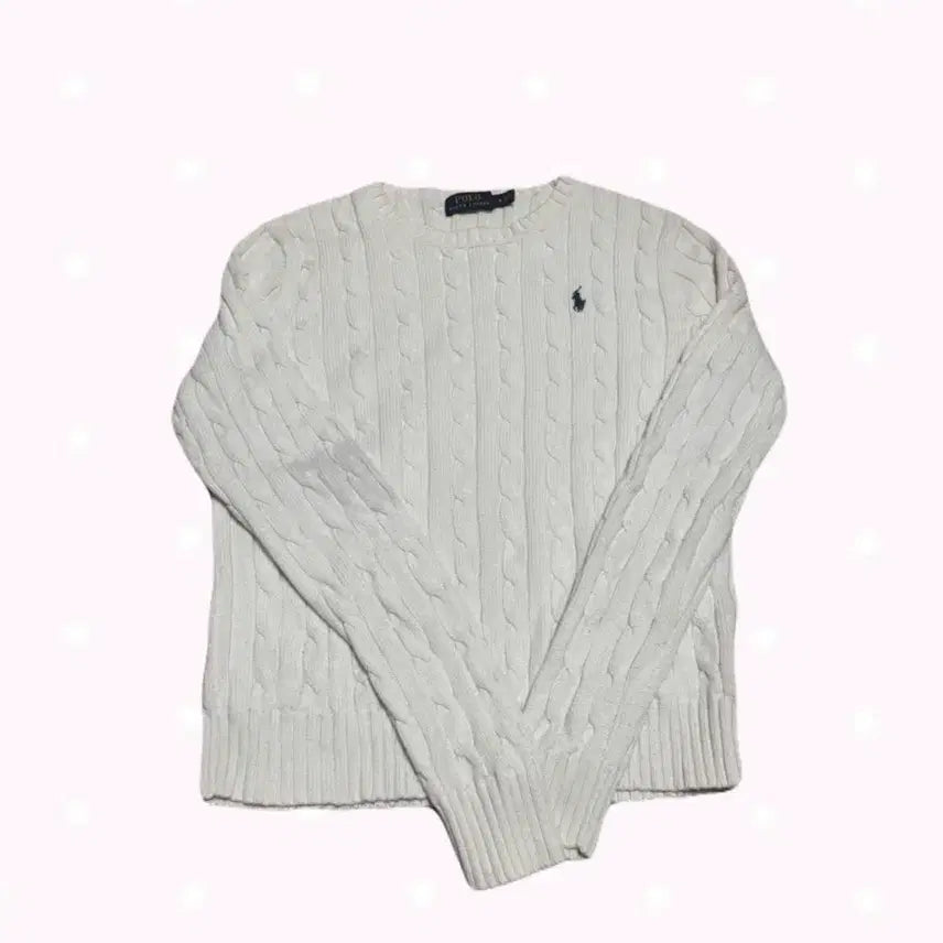 [BUNJANG] Vintage Polo Ralph Lauren Cable Knit Sweater White M / 빈티지 폴로 랄프로렌 케이블 니트 화이트 M