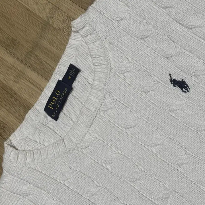 [BUNJANG] Vintage Polo Ralph Lauren Cable Knit Sweater White M / 빈티지 폴로 랄프로렌 케이블 니트 화이트 M